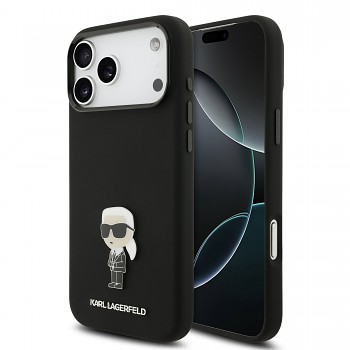 Zadní kryt Karl Lagerfeld Liquid Silicone Metal Ikonik pro iPhone 17 Pro Max Black