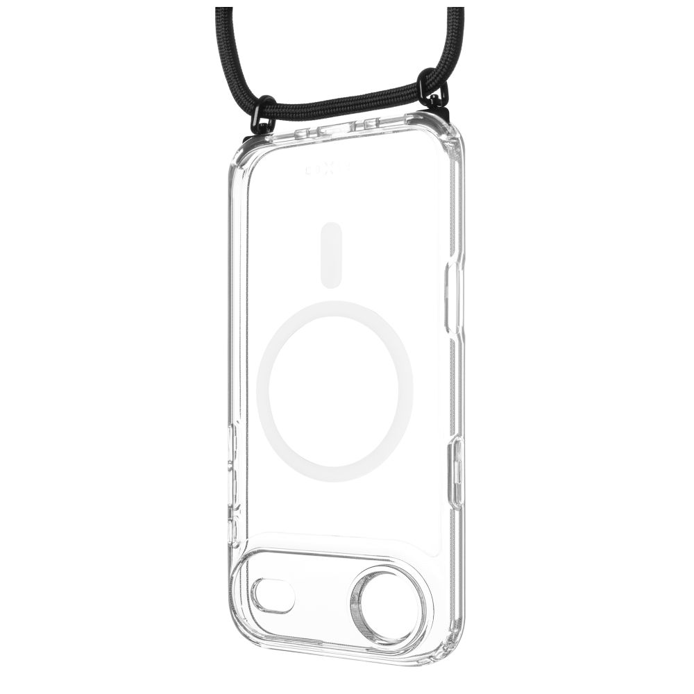 Levně Zadní kryt FIXED MagPure Neck s černou šňůrkou na krk pro Apple iPhone Air