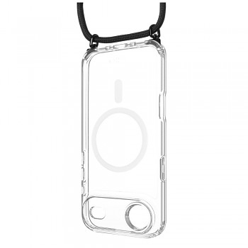 Zadní kryt FIXED MagPure Neck s černou šňůrkou na krk pro Apple iPhone Air