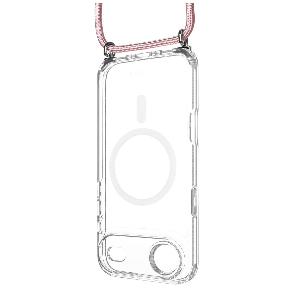 Levně Zadní kryt FIXED MagPure Neck s růžovou šňůrkou na krk pro Apple iPhone Air