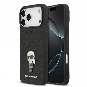 Zadní kryt Karl Lagerfeld Fixed Glitter Metal Ikonik pro iPhone 17 Pro Max Black