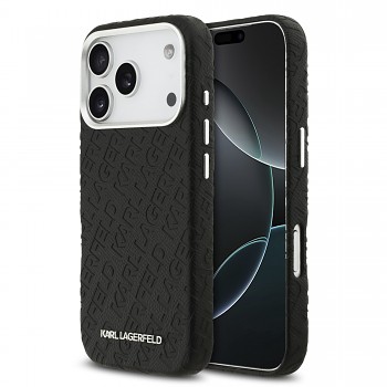 Zadní kryt Karl Lagerfeld Grained PU Repeated Logo MagSafe pro iPhone 17 Pro Black