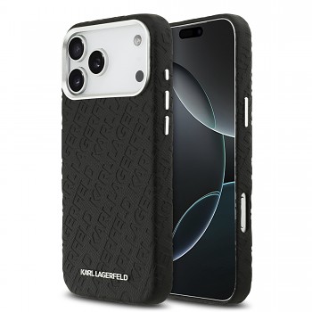 Zadní kryt Karl Lagerfeld Grained PU Repeated Logo MagSafe pro iPhone 17 Pro Max Black