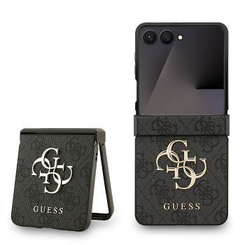 Zadní kryt Guess PU 4G Metal Logo pro Samsung Galaxy Z Flip 7 Grey