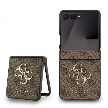 Zadní kryt Guess PU 4G Metal Logo pro Samsung Galaxy Z Flip 7 Brown