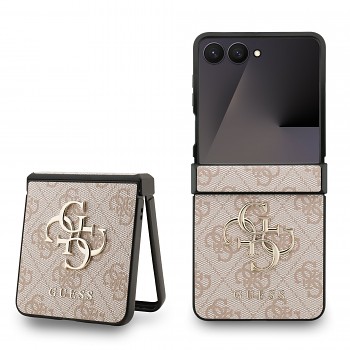 Zadní kryt Guess PU 4G Metal Logo pro Samsung Galaxy Z Flip 7 Pink