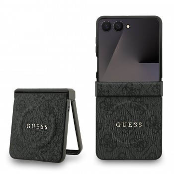 Zadní kryt Guess PU Leather 4G Colored Ring Magnetic pro Samsung Galaxy Z Flip 7 Black