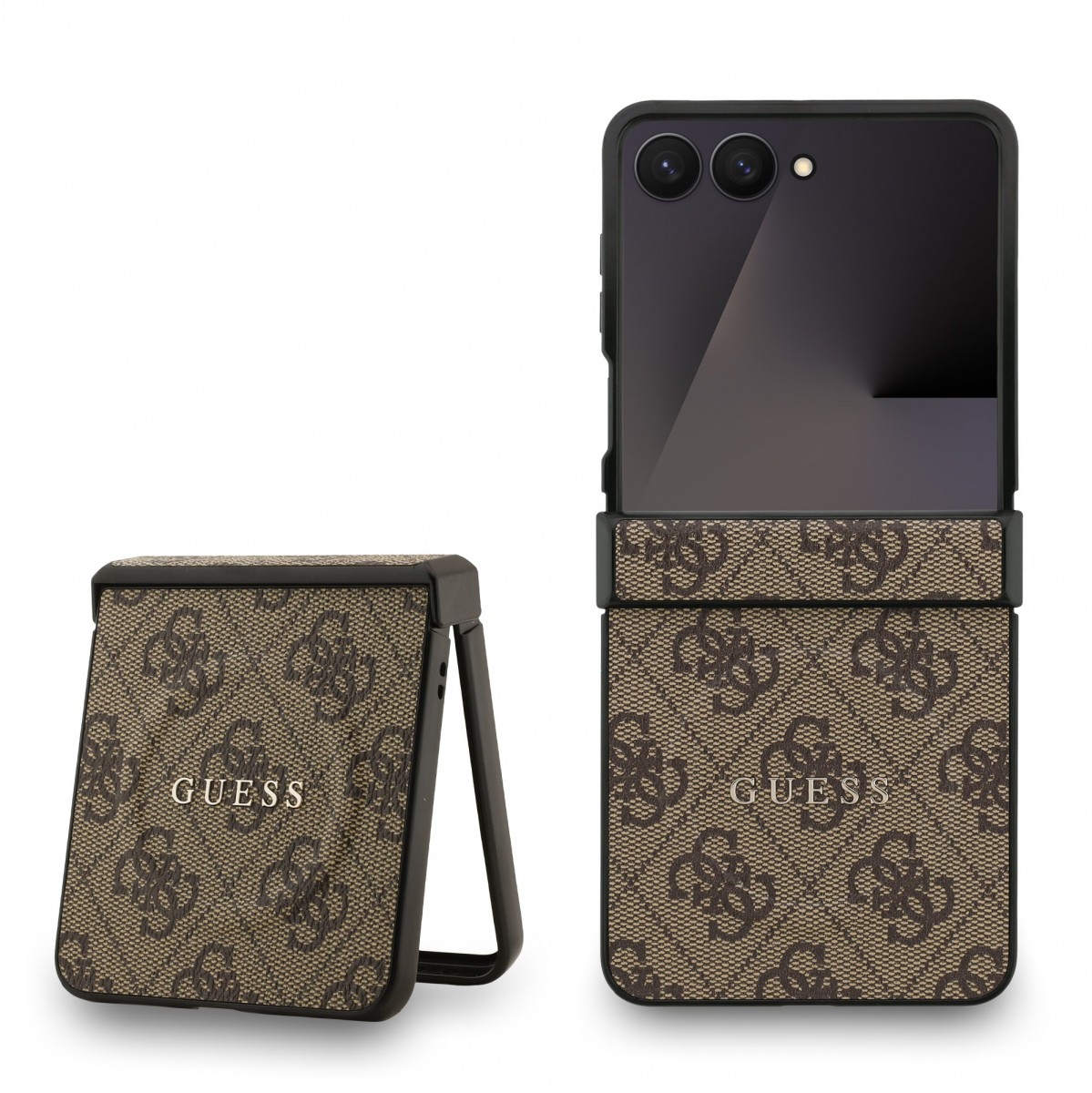 Levně Zadní kryt Guess PU Leather 4G Colored Ring Magnetic pro Samsung Galaxy Z Flip 7 Brown