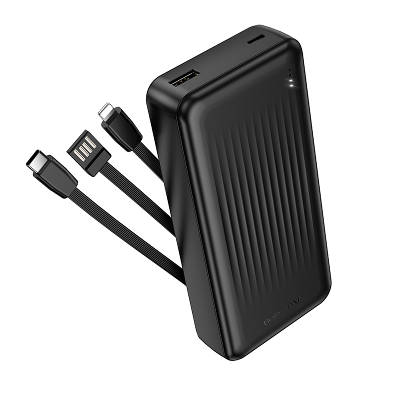 Levně Powerbank Borofone 20000mAh BJ79A Clever USB-A s kabelem USB-C a Lightning černá