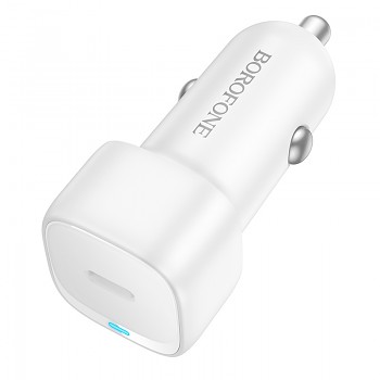 Adaptér do auta Borofone BZ34A Cloud s funkcí rychlonabíjení USB-C PD 20W bílý