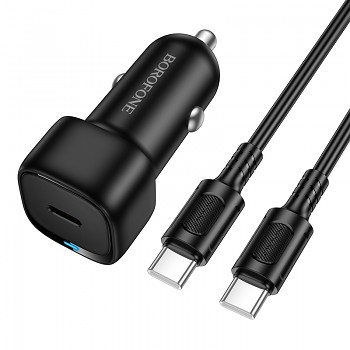 Rychlonabíječka do auta Borofone BZ34A Cloud s datovým kabelem USB-C PD 20W černá