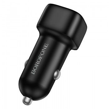 Adaptér do auta Borofone BZ34B Cloud s funkcí rychlonabíjení USB-A+USB-C QC 3.0 PD 38W černý