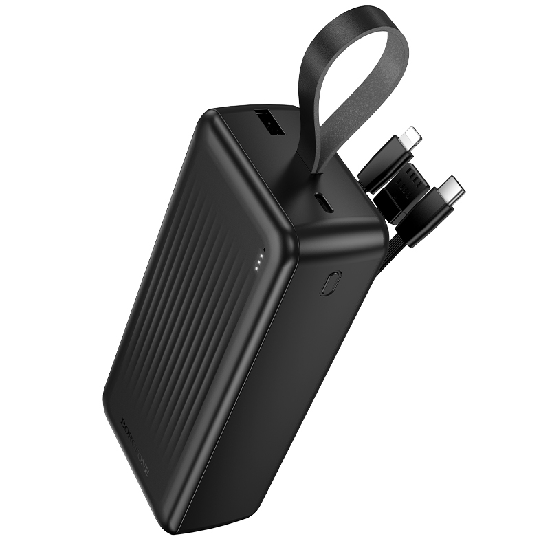 Levně Powerbank Borofone 30000mAh BJ79B Clever - USB-A - s USB-C a Lightning kabelem černá