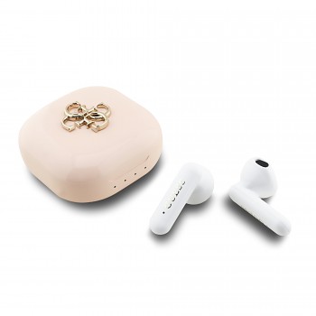 Bezdrátová sluchátka Guess 4G Metal Logo TWS Pink