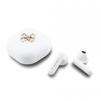Bezdrátová sluchátka Guess 4G Metal Logo TWS White