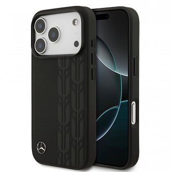 Zadní kryt Mercedes Leather Lauer Leaves MagSafe pro iPhone 17 Pro Black