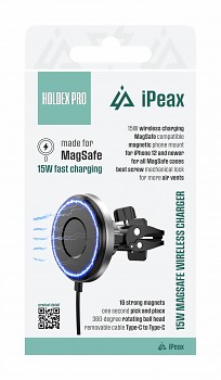Držák do auta iPeax s bezdrátovým nabíjením Holdex pro černý