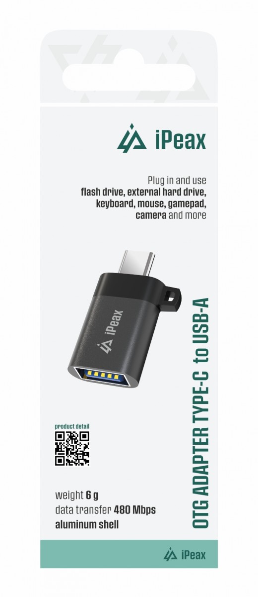 Levně Adaptér iPeax OTG USB-C - USB-A (samice) černý