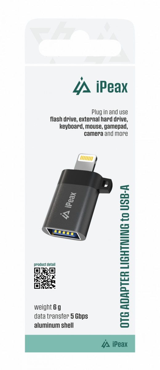 Levně Adaptér iPeax OTG Lightning - USB-A (samice) černý