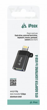 Adaptér iPeax OTG Lightning - USB-A (samice) černý