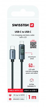 Datový kabel Swissten LCD USB-C - USB-C 1 m