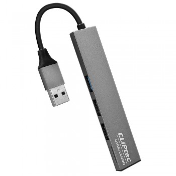 Adaptér Cliptec HUB - USB - USB 3.1 + 2xUSB 2.0 + microSD - Slim Combo RZR545 šedý