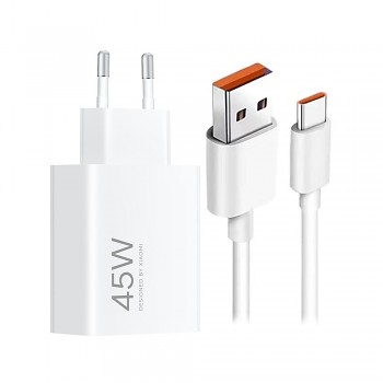 Rychlonabíječka Xiaomi MDY-17-EF USB-A 45W + datový kabel USB-C 6A bílá (Bulk)