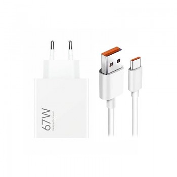 Rychlonabíječka Xiaomi MDY-15-ET USB-A 67W + datový kabel USB-C 6A bílá (Bulk)