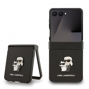 Zadní kryt Karl Lagerfeld PU Saffiano Karl a Choupette pro Samsung Galaxy Z Flip 7 černý