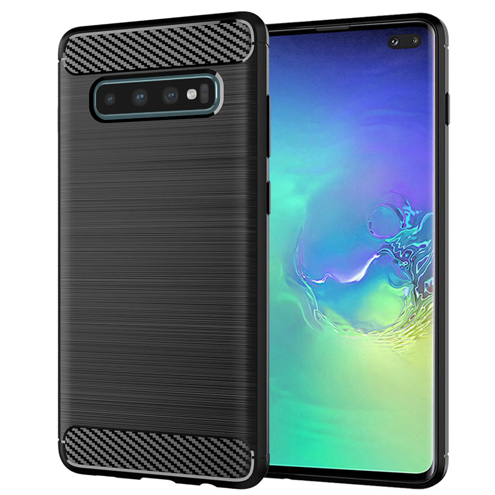Levně Techsuit Karbon Silikon Samsung Galaxy S10 Plus Černá