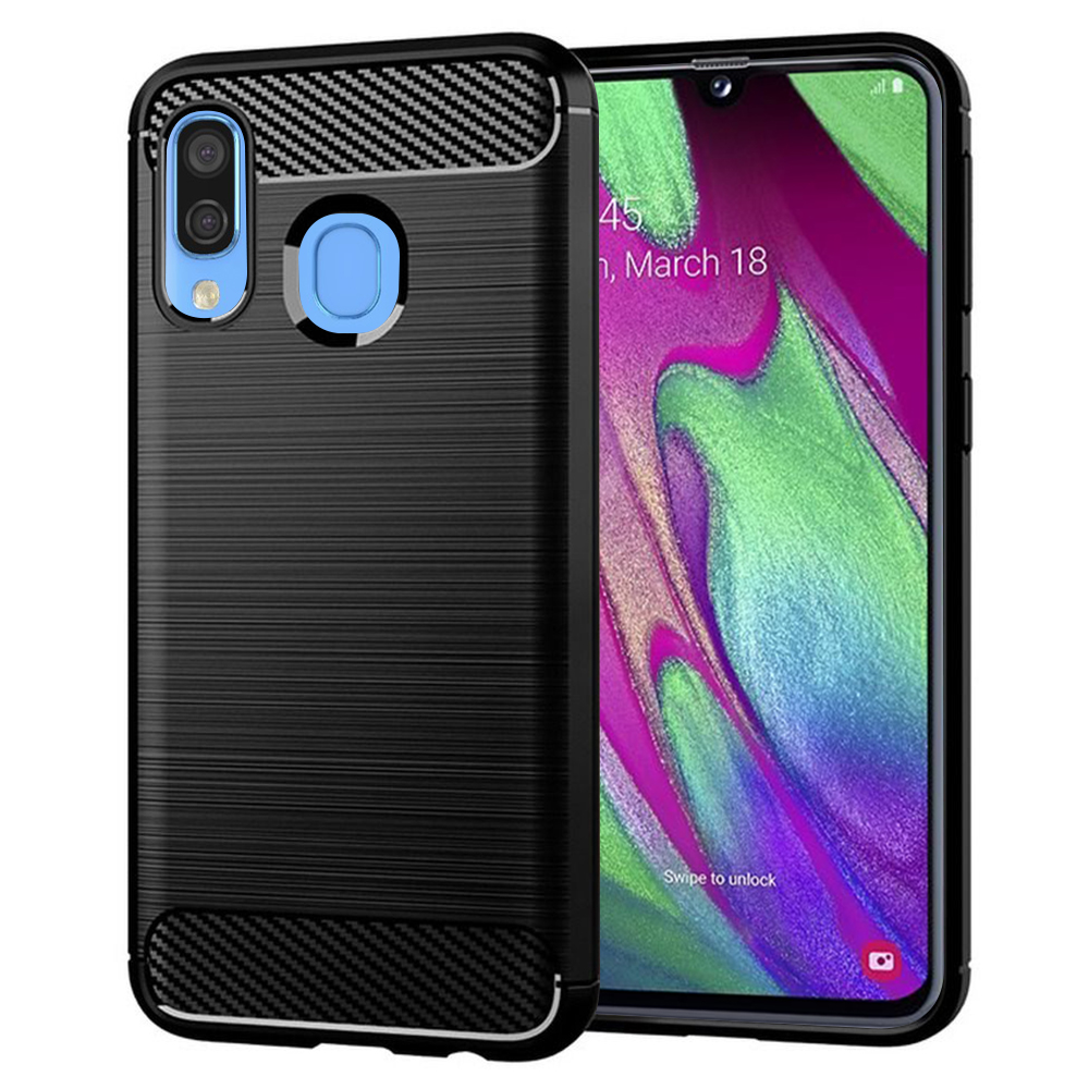 Levně Techsuit Karbon Silikon Samsung Galaxy A40 Černá