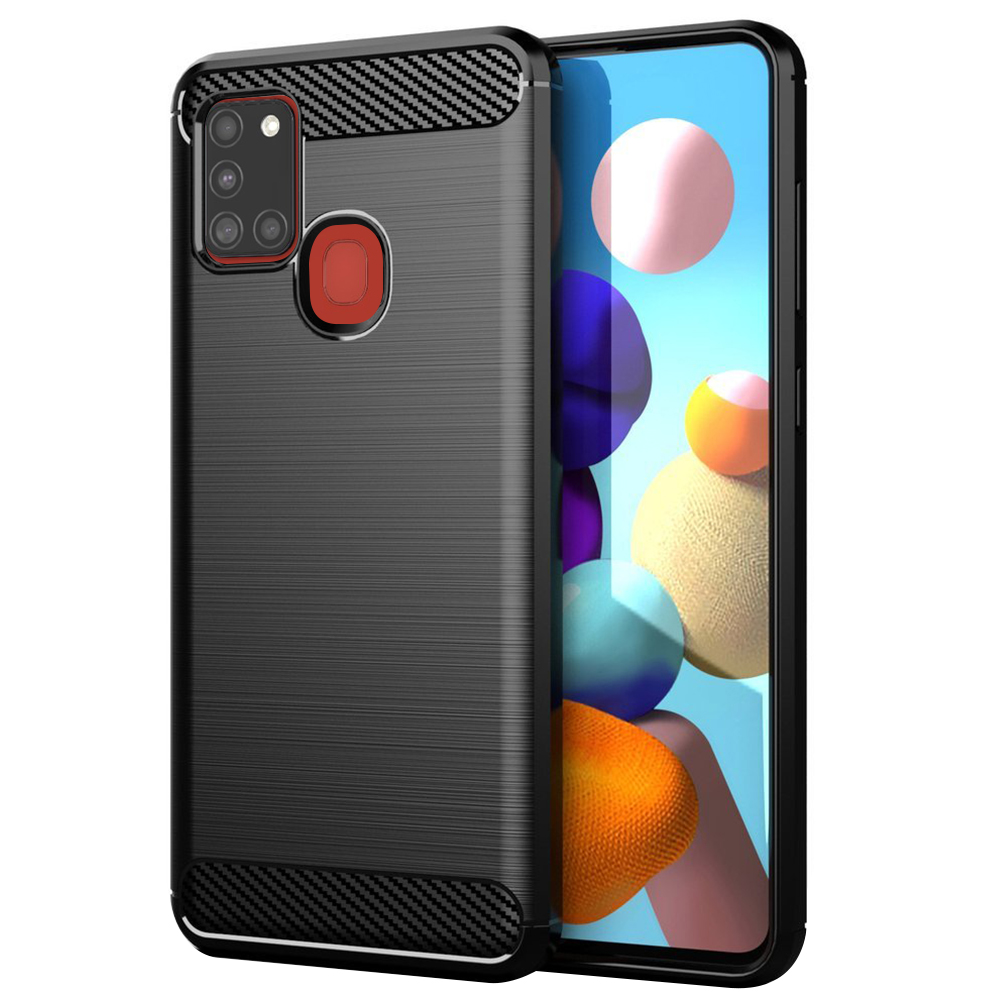Levně Techsuit Karbon Silikon Samsung Galaxy A21s Černý