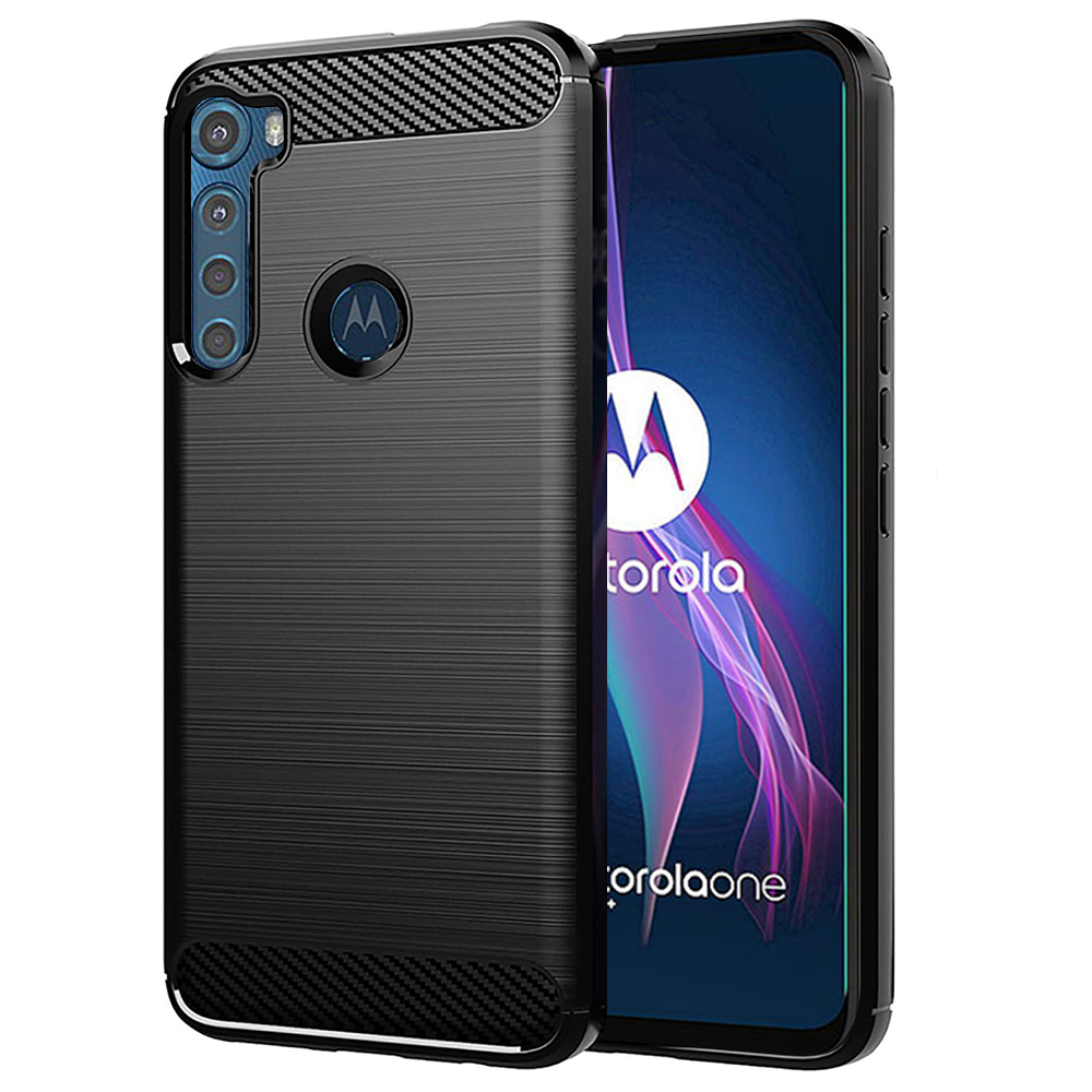Levně Techsuit Karbon Silikon Motorola One Fusion Plus Černá