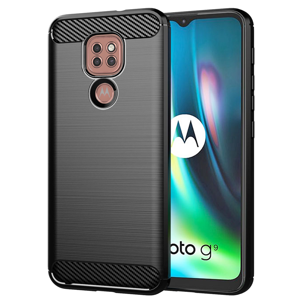 Levně Techsuit Karbon Silikon Motorola Moto E7 Plus Moto G9 Play Černý