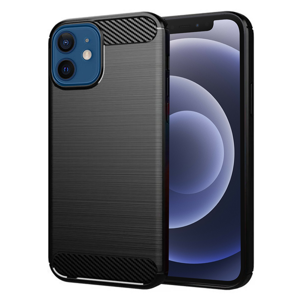 Levně Techsuit Karbon Silikon iPhone 12 iPhone 12 Pro Černý