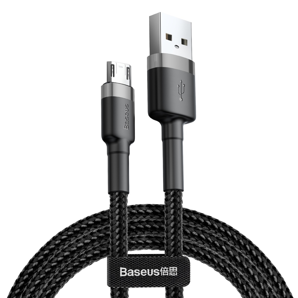 Levně Baseus Datový kabel Cafule CAMKLF-CG1 USB na Micro-USB 2m Šedý černý