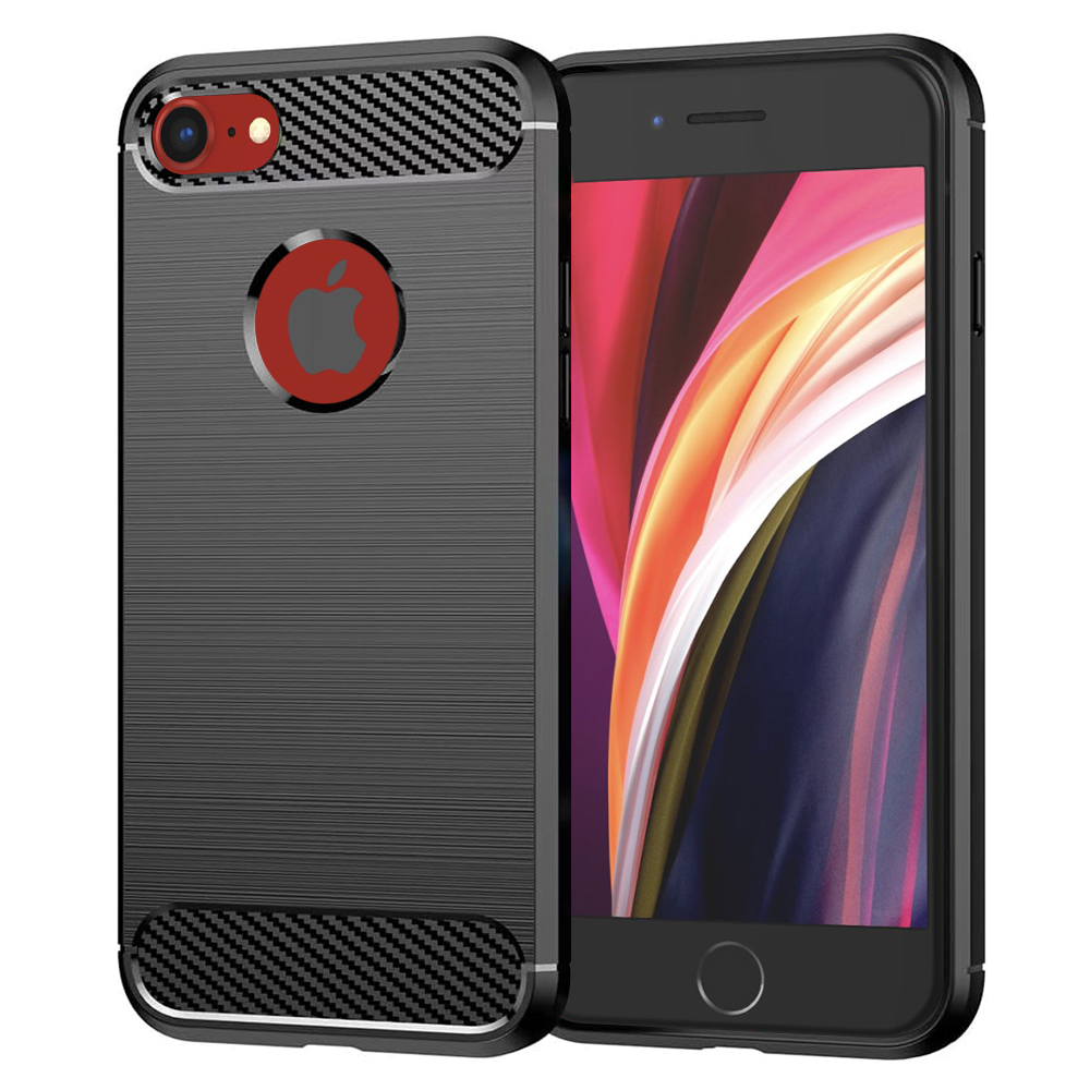 Levně TechSuit Karbon Silikon iPhone SE 2 3 Černý
