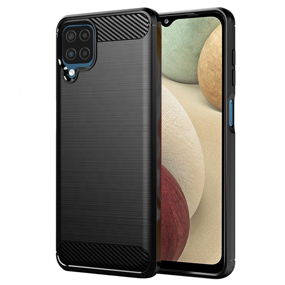 Levně Techsuit Karbon Silikon Samsung Galaxy A12 A12 Nacho Černý