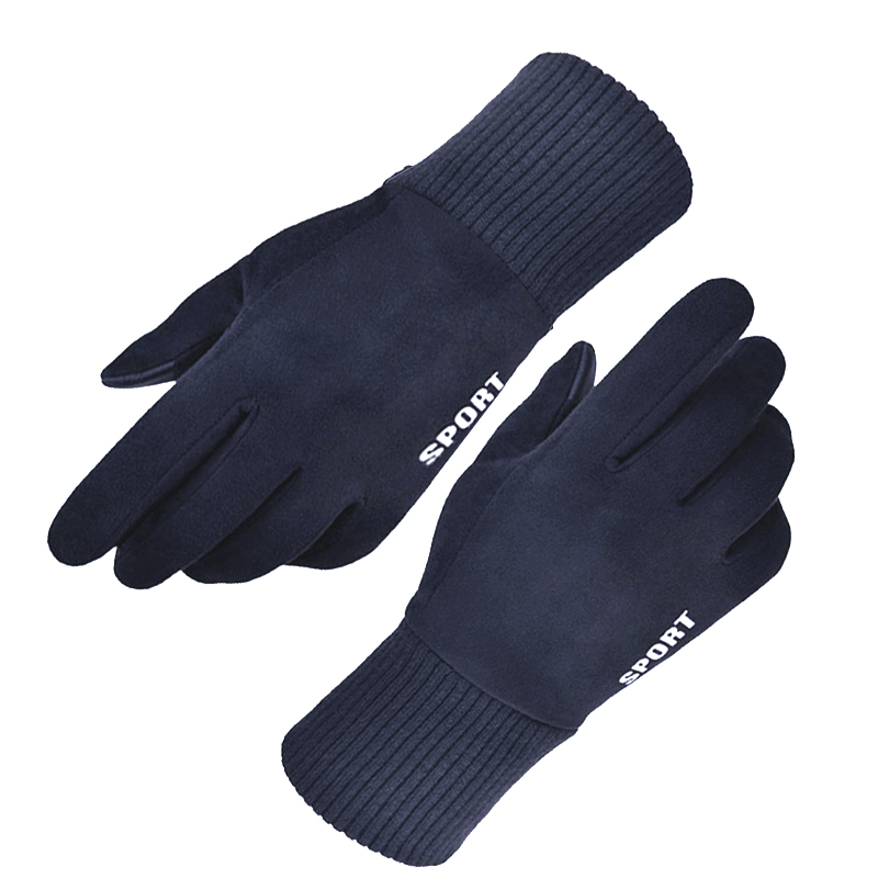 Levně Techsuit Dotykové rukavice semiš PU kůže modré (ST0009)