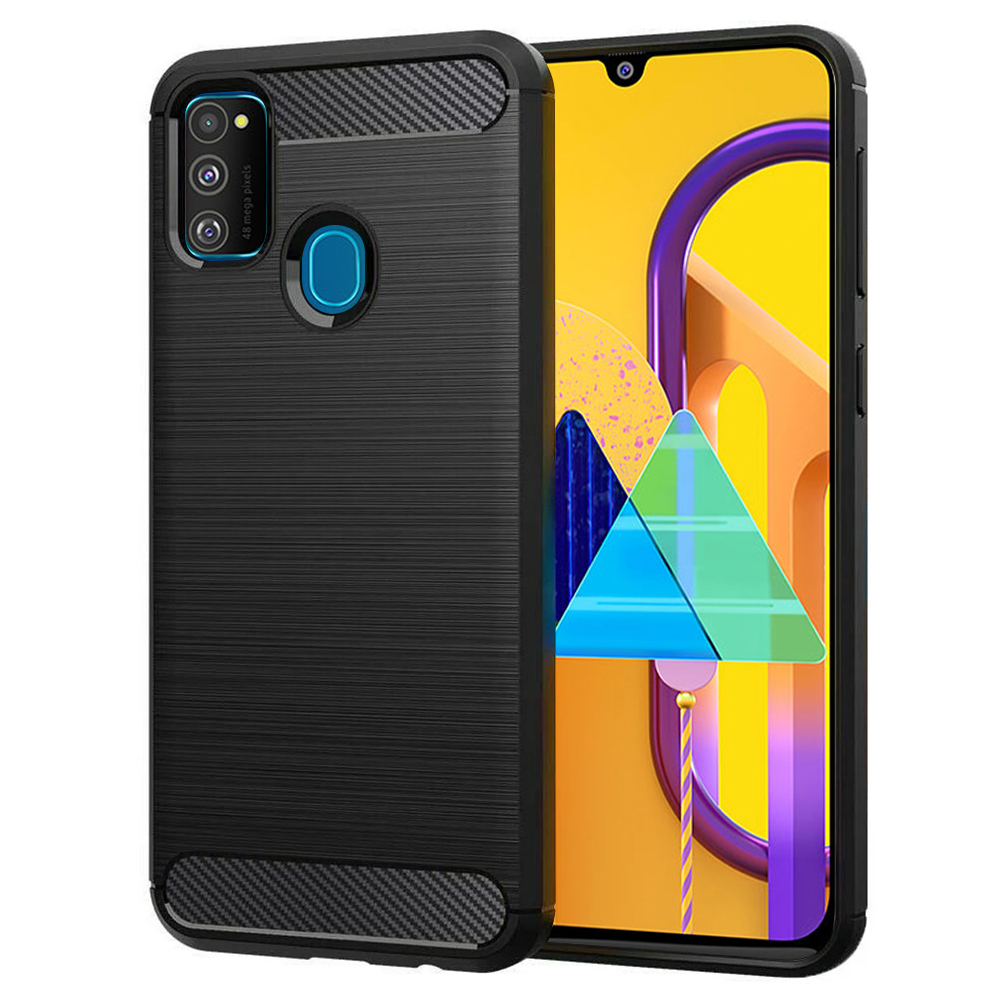 Levně Techsuit Karbonový Silikon Samsung Galaxy M21 M30S Černý