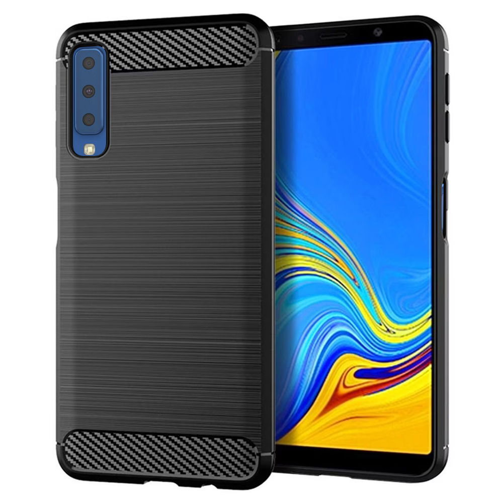 Levně Techsuit Karbon Silikon Samsung Galaxy A7 2018 Černý