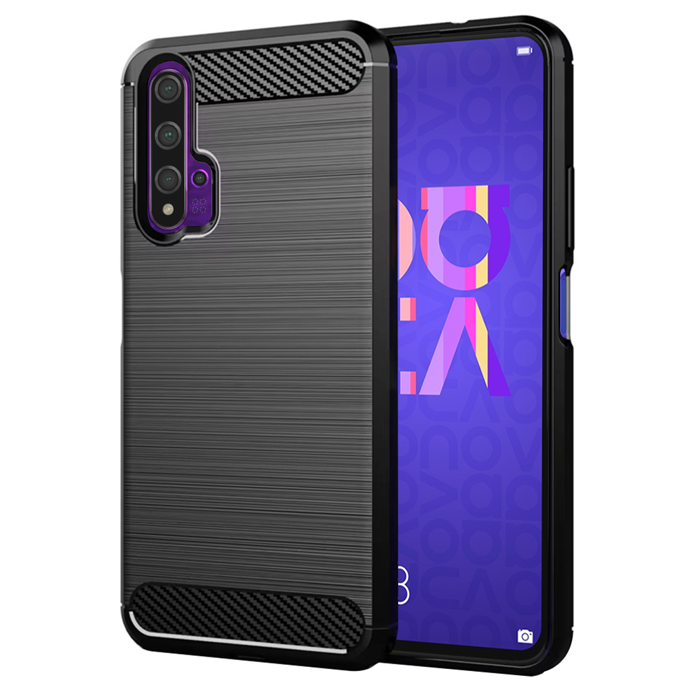 Levně Techsuit Karbon Silikon Huawei nova 5T Honor 20 Černý
