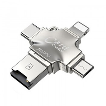 Yesido Čtečka adaptér GS13 MicroSD USB Type-C Lightning Stříbrná