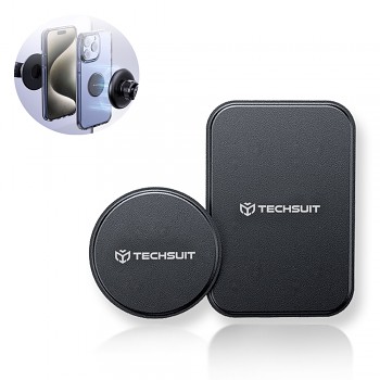 Techsuit 2ks Kovová destička MP02 PU kůže kryt Černá