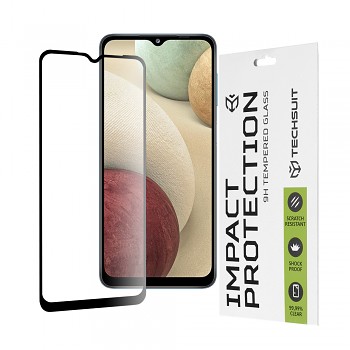 Techsuit 111D Celoplošné lepené sklo Samsung Galaxy A02 M02 A12 Černé