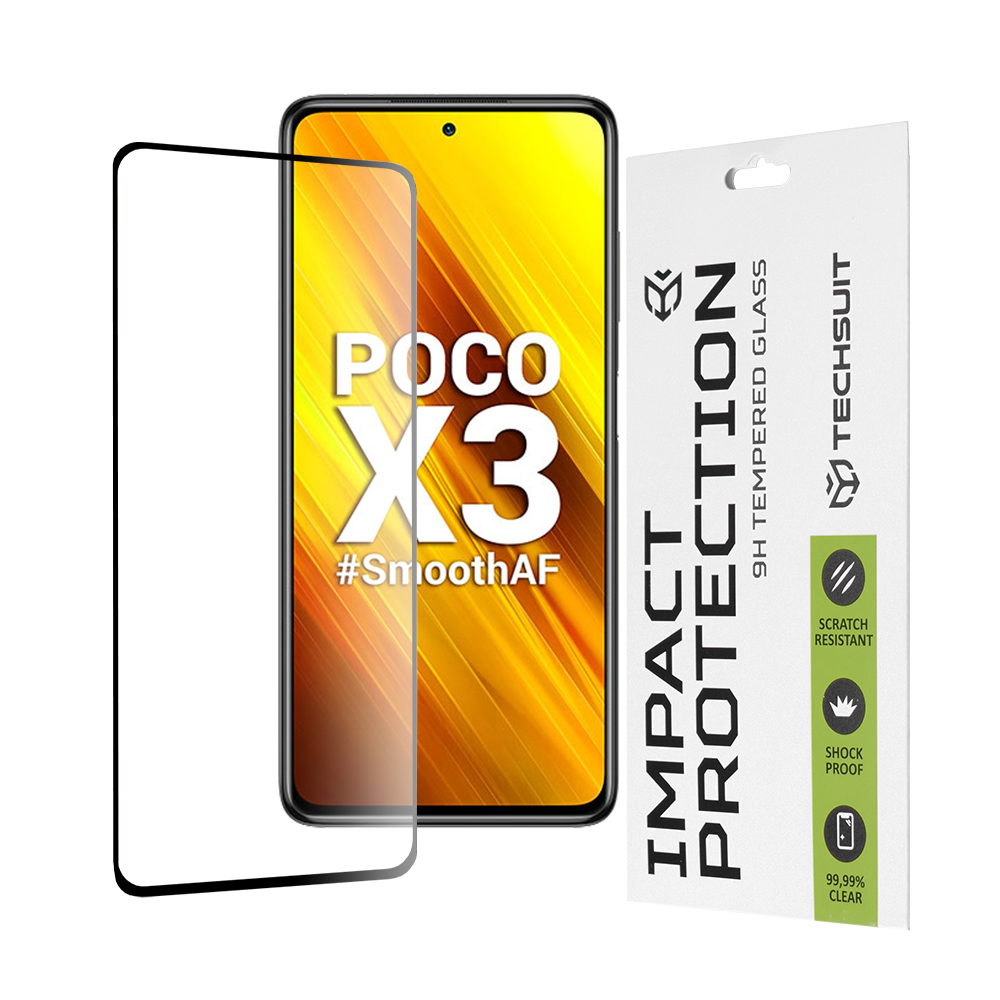 Levně Techsuit 111D Celoplošné sklo Poco X3 Černé