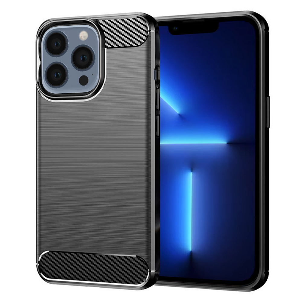 Levně Techsuit Carbon Silicone pro iPhone 13 Pro Max Černá
