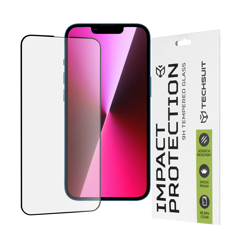 Techsuit 111D Full Cover Full Glue Sklo iPhone 13 13 Pro 14 Černá