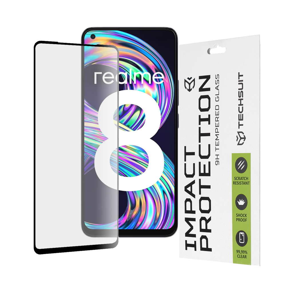 Levně Techsuit 111D Celoplošné sklo Realme 8 4G 8 Pro Černé