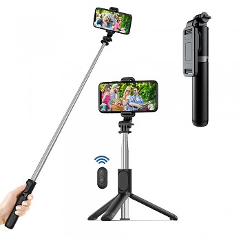 Techsuit Selfie tyč Q01 Bluetooth ovládání stativ 101cm Černá